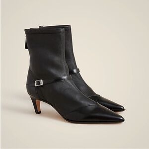 J Crew New Stevie buckle ankle boots in stretch leather CE824 black size 8 NWOB